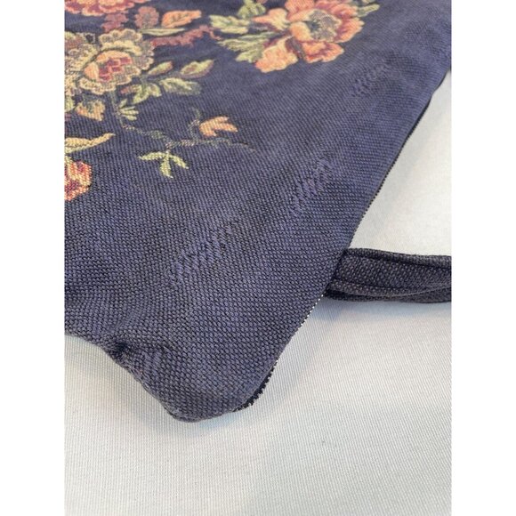 Vintage 50s Tapestry Handbag Floral Design Blue Pink Grannycore Style - Picture 8 of 14